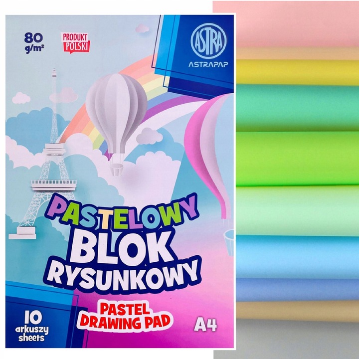 ASTRA ZESTAW BLOKÓW RYSUNKOWE, TECHNICZNE, BIAŁE KOLOROWE, BLOKI A4, A3