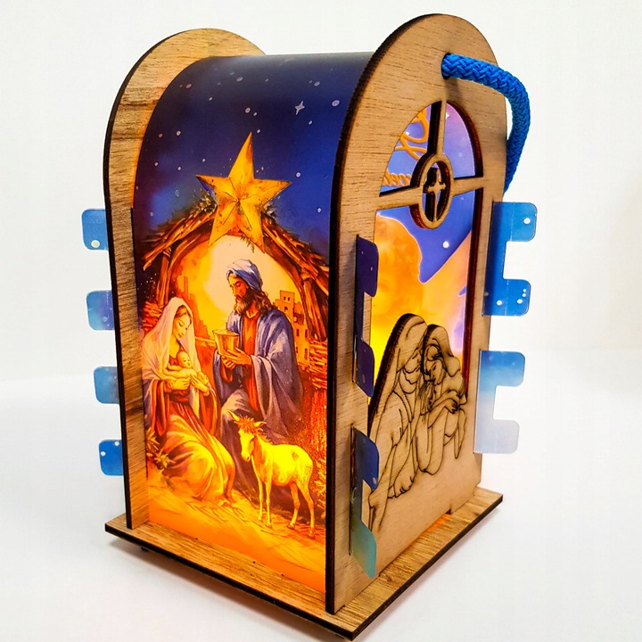 LAMPION ADWENTOWY DLA DZIECI ŚWIECĄCY LED KOLOROWY NA RORATY + Baterie