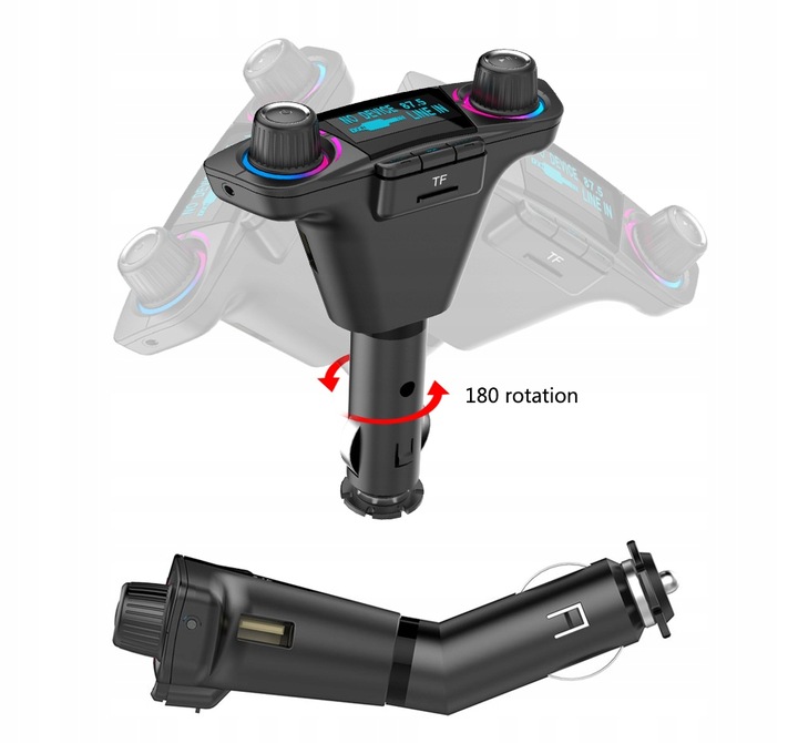 TRANSMITER FM BLUETOOTH ŁADOWARKA 3,1A 2xUSB MP3