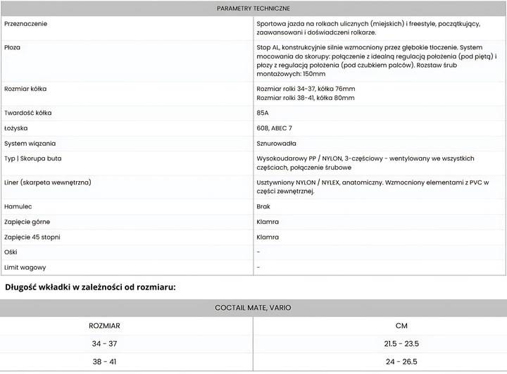Rolki regulowane TEMPISH Coctail Mate