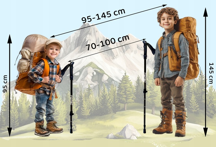 KIJKI DO NORDIC WALKING KIJE TREKKINGOWE DLA DZIECI SKŁADANE REGULOWANE x2