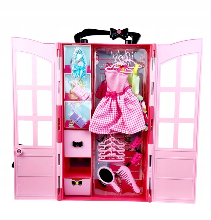 Szafa dla Lalek Garderoba dla Lalek Domek dla Lalek Akcesoria Lalka Różowa