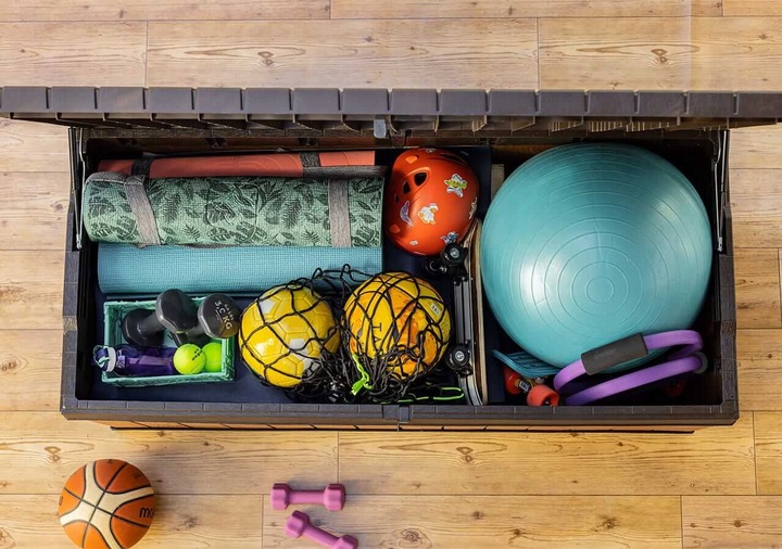 Skrzynia balkonowa ogrodowa DARWIN BOX pojemna 380L Brąz na balkon