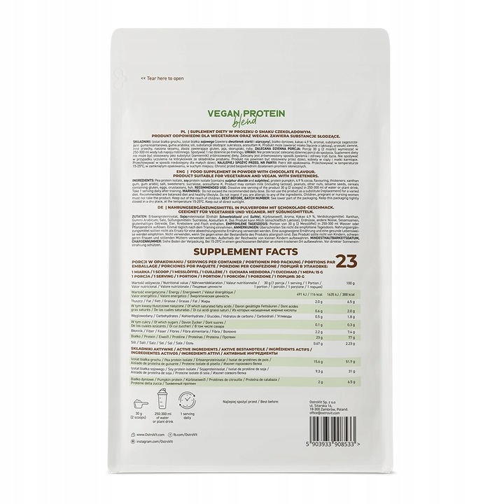 OstroVit Vegan Protein Blend 700 g BIAŁKO WEGAŃSKIE ROŚLINNE IZOLAT