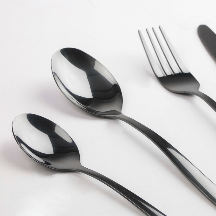 ZESTAW SZTUĆCÓW 16 el komplet sztućce pudełko proste nowoczesne czarne