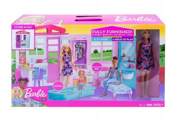 BARBIE DOMEK DLA LALEK DOMEK Z LALKĄ I AKCESORIAMI