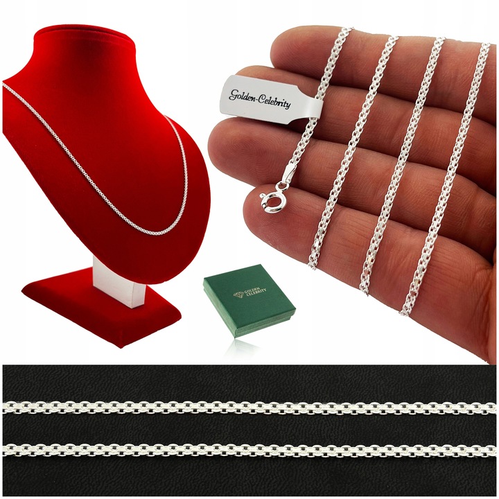 PIĘKNY SREBRNY ŁAŃCUSZEK DAMSKI BISMARK 925 2 MM PREZENT DLA NIEJ + GRAWER