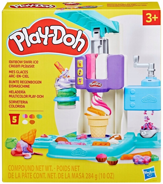 CIASTOLINA Play-Doh Lodziarnia Tęczowe ZAKRĘCONE LODY Zestaw Hasbro G0028