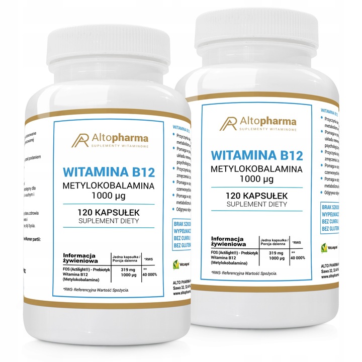 WITAMINA B12 METYLOKOBOLAMINA 1000µg WEGE 2x120kap