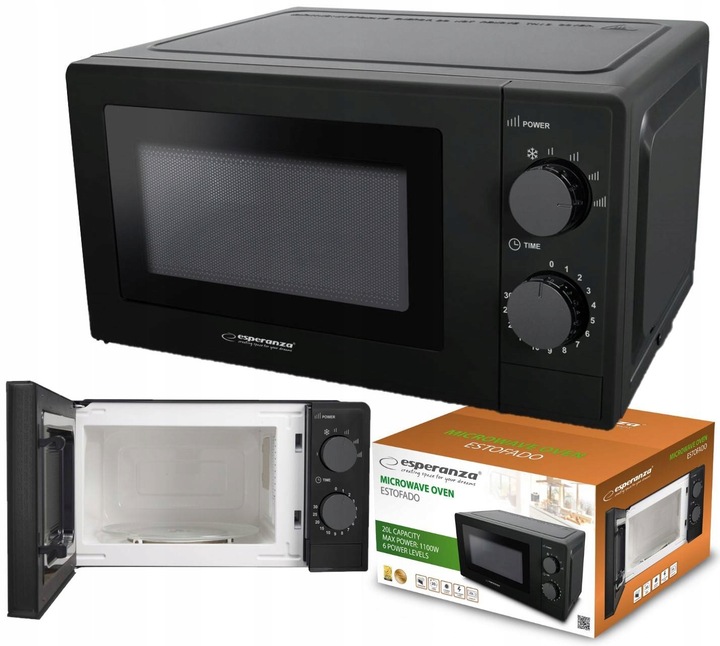 KUCHENKA MIKROFALOWA MIKROFALA ESPERANZA 700W 20L MIKROFALÓWKA TIMER
