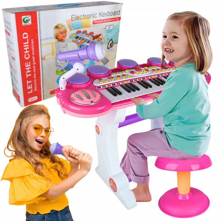 ORGANY ORGANKI KRZESEŁKO PIANINKO MP3 Z MIKROFONEM KEYBOARD USB DLA DZIECI