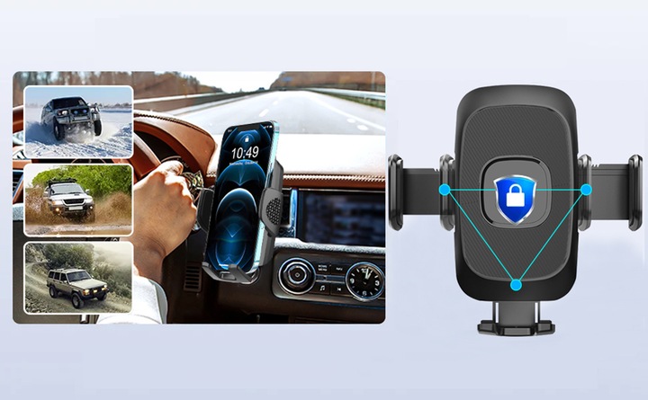 UCHWYT WIESZAK NA TELEFON NA KRATKĘ WYLOT POWIETRZA DO SAMOCHODU Z PRZYCISK