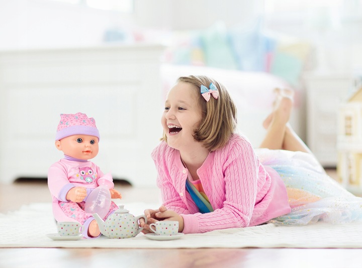 LALKA BOBAS W PIŻAMCE 31CM INTERAKTYWNA PIJE SIUSIA GAWORZY DLA DZIEWCZYNKI