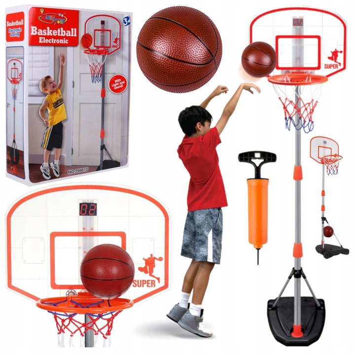 ZESTAW DO GRY W KOSZYKÓWKĘ w domu DUŻA KOSZYKÓWKA + PIŁKA cyfrowy licznik