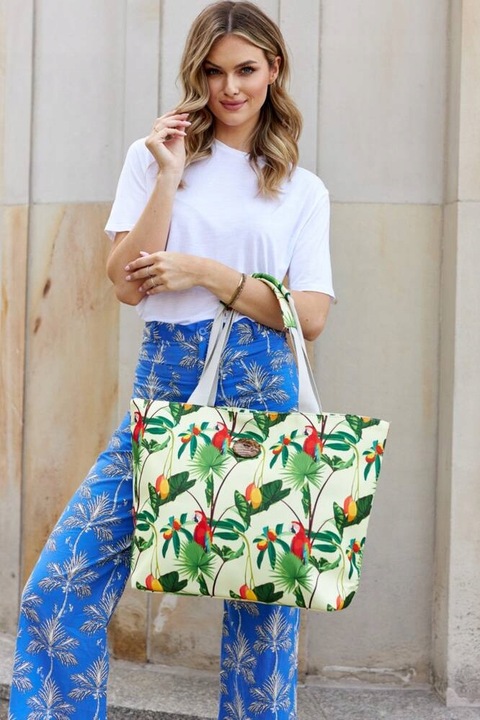 Torba Plażowa Duża Zapinana Na Zamek Torebka Shopper z Podszewką Piknik XXL