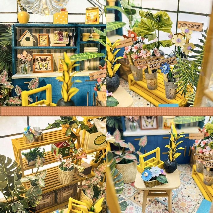 Domek dla Lalek Drewniany LED Piętrowy Retro Model do Złożenia DIY Meble