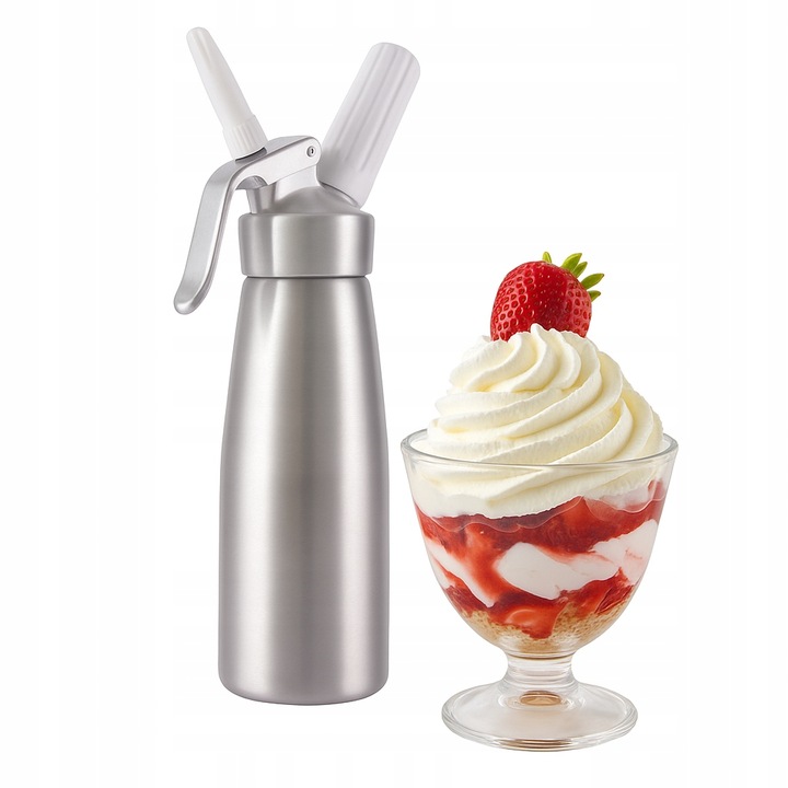 Syfon QUICK CREAM WHIPPER do Bitej Śmietany Saturator Srebrny 0,5L ART