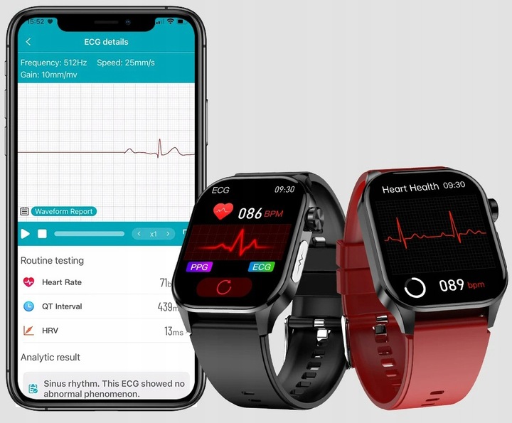 SMARTWATCH MĘSKI Zegarek EKG FUNKCJA POMIARU CUKRU AMOLED CIŚNIENIE ROZMOWY