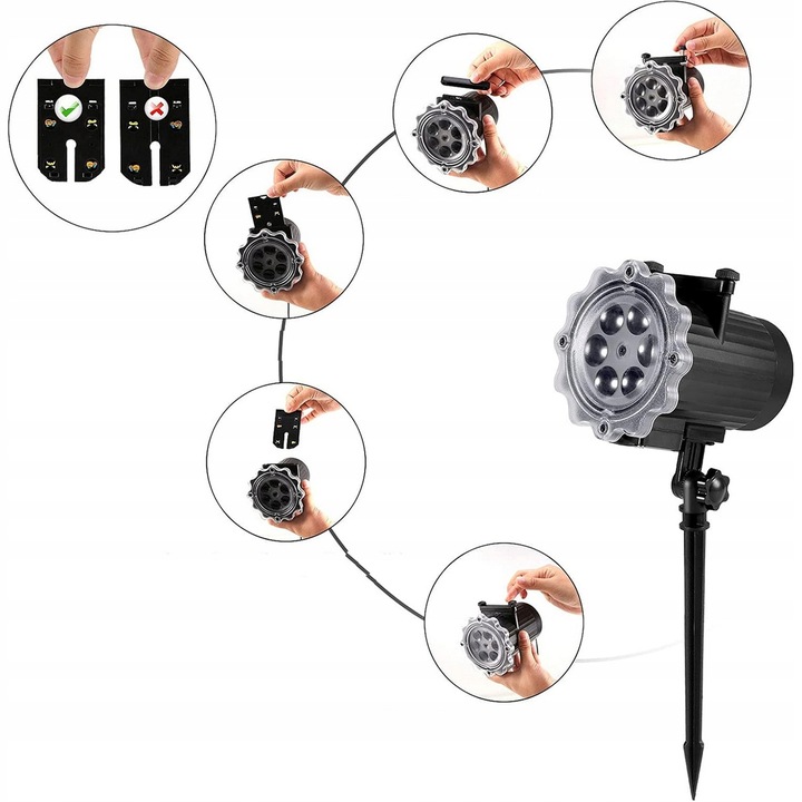 ŚWIĄTECZNY PROJEKTOR LED LASEROWY 16 slajdów 64 MOTYWÓW z pilotem