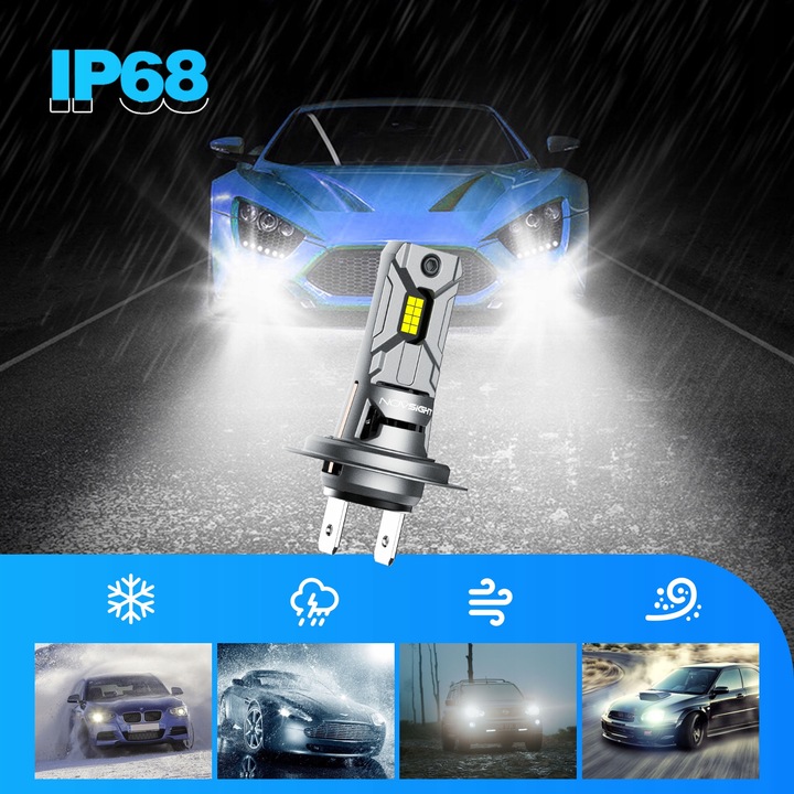 ŻARÓWKI LED H7 +600% BARDZO MOCNE BIAŁE 6500K 1:1 CANBUS 12V