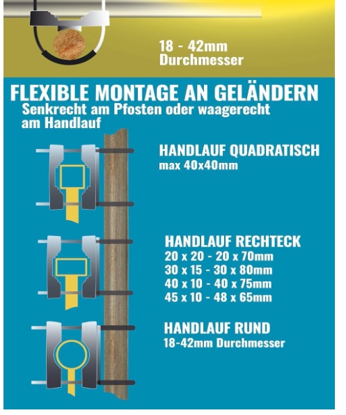 UCHWYT NA PARASOL BALKONOWY NA BALKON DO BARIERKI METAL DUŻY REGULOWANY XXL