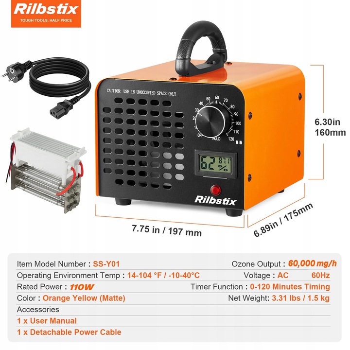 GENERATOR OZONU OZONATOR LEHMANN 60 000 MG/H TIMER