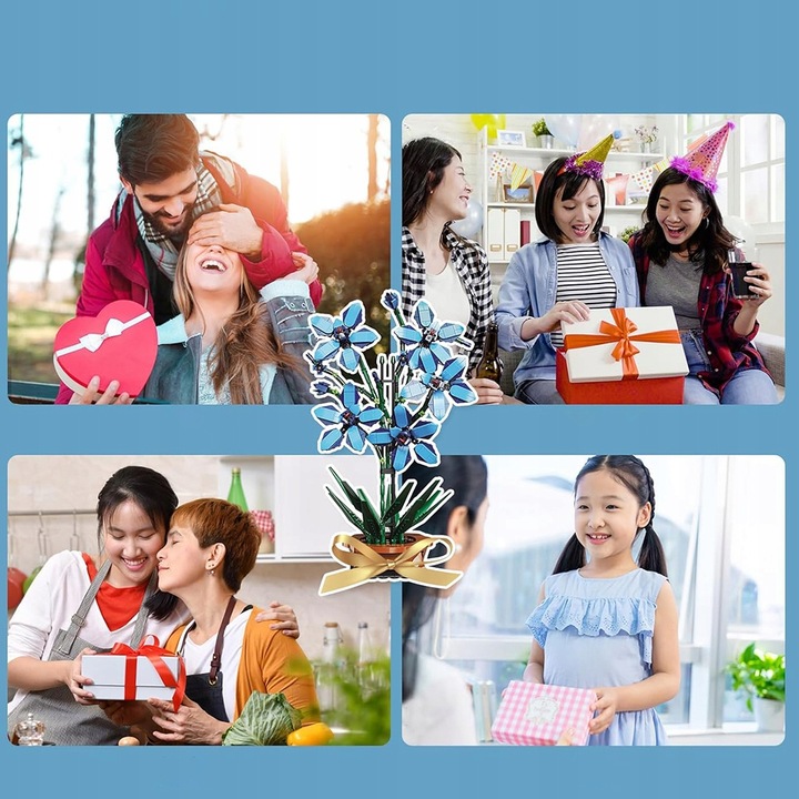 KLOCKI KWIATY BUKIET KONSTRUKCYJNE KREATYWNE PREZENT DLA NIEJ 1097ELEMENTÓW