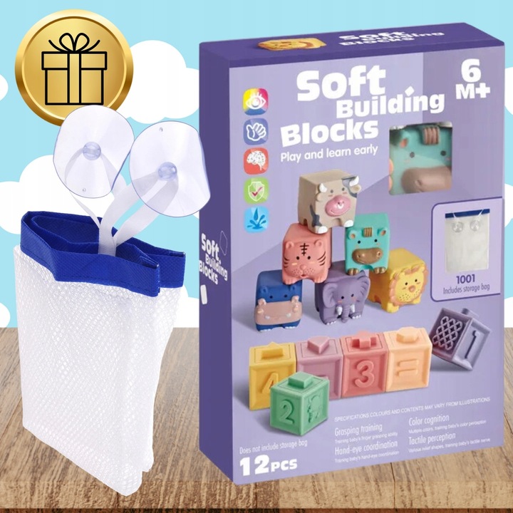 Miękkie kreatywne klocki sensoryczne dla niemowląt dzieci funkcja gryzaka