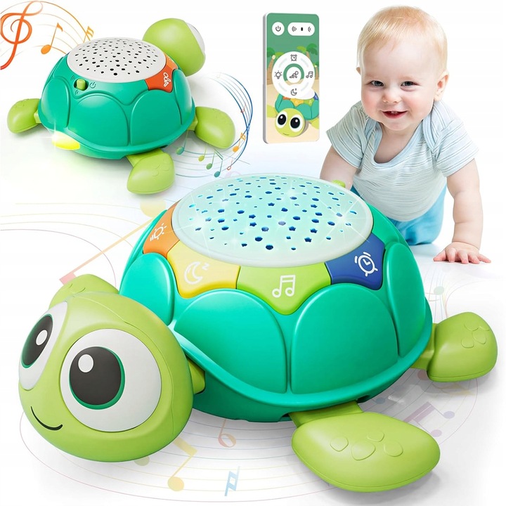 UCIEKAJĄCY PEŁZAJĄCY żółw INTERAKTYWNA ZABAWKA CHODZĄCY MUZYKA i projekcją