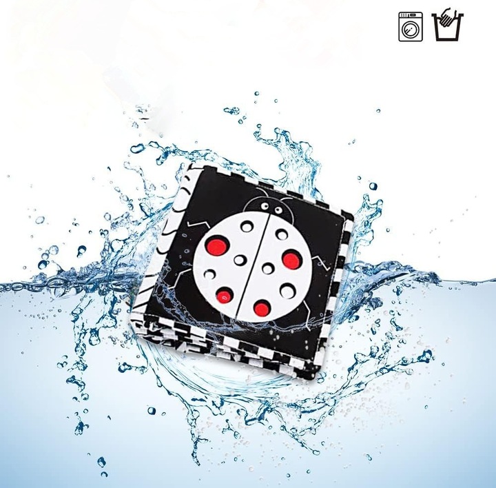 Czarno-biała, kontrastowa, miękka książka dla dzieci w wieku 0-12 miesięcy,