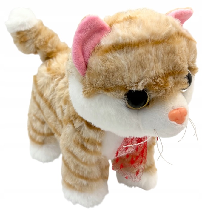 Kotek na smyczy interaktywny kot pluszowy chodzący kotek na baterie rudy sm