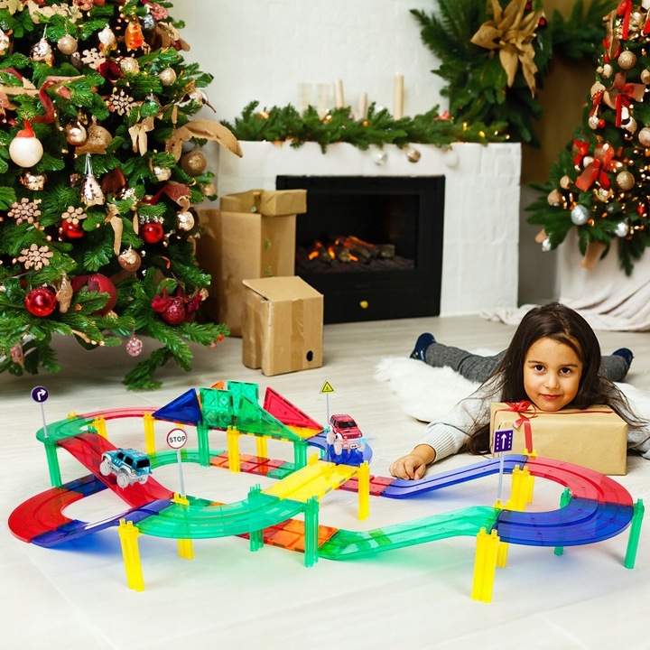 Tor magnetyczny samochodowy Picasso Tiles klocki magnetyczne 50 el duży