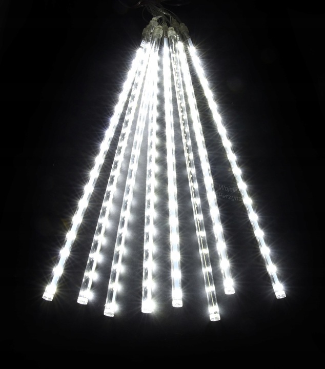 SOPLE METEORY BIAŁE ZIMNE LED LAMPKI PADAJĄCY ŚNIEG 30cm BIAŁY ZIMNY