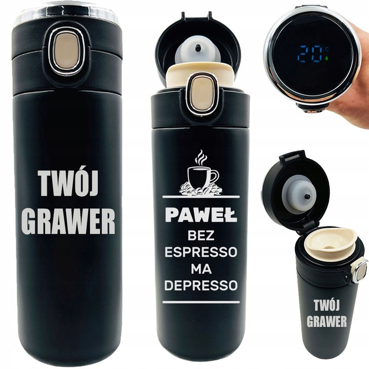 KUBEK TERMICZNY Z GRAWEREM TERMOS DO KAWY 420ml prezent męża żony taty niej