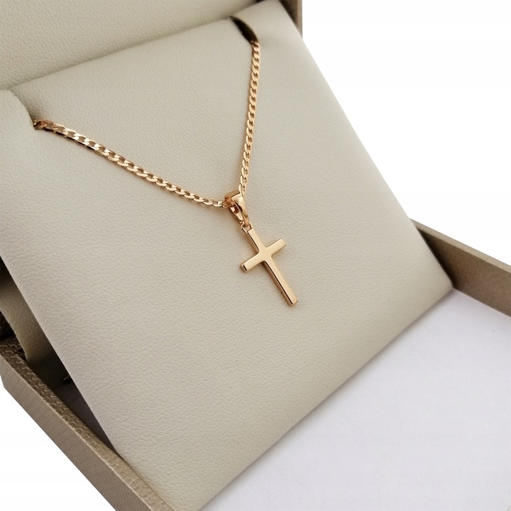 ZŁOTY ŁAŃCUSZEK+KRZYŻYK PREZENT NA CHRZEST KOMUNIĘ DLA CHŁOPCA DZIEWCZYNKI