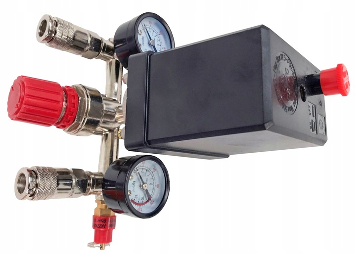 WYŁĄCZNIK CIŚNIENIOWY DO KOMPRESORA 230V PRESOSTAT REDUKTOR 8 BAR 1/2" 1/4"