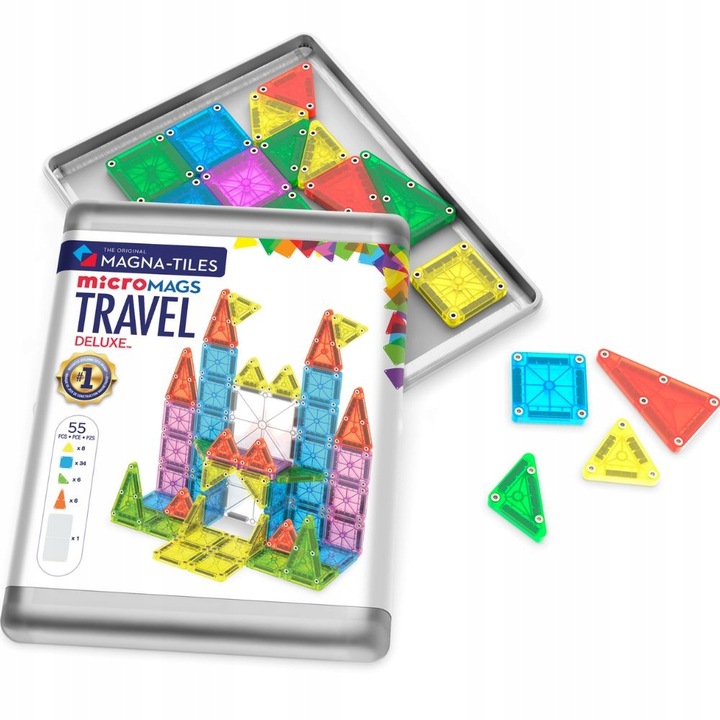Klocki Magnetyczne Travel microMAGS XL 55 el. Magna-Tiles duże pudełko