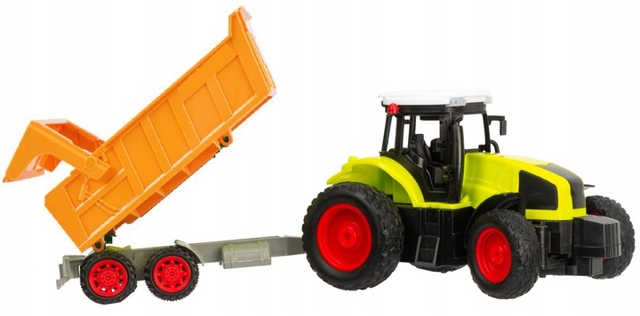 DUŻY TRAKTOR ZDALNIE STEROWANY Z PRZYCZEPĄ RC CIĄGNIK 39cm ładowanie USB