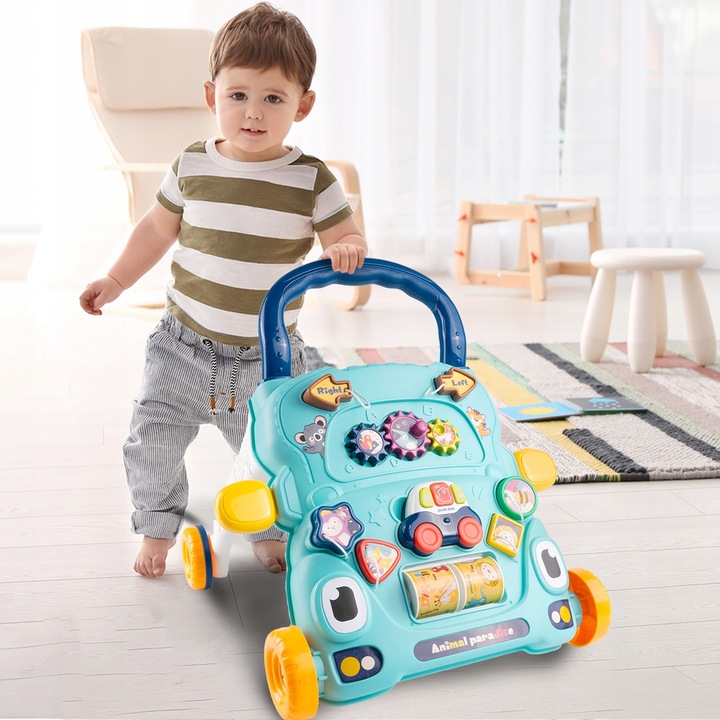 CHODZIK PCHACZ AUTKO ZABAWKA EDUKACYJNA INTERKATYWNA SORTER RUCHOME KLOCKI