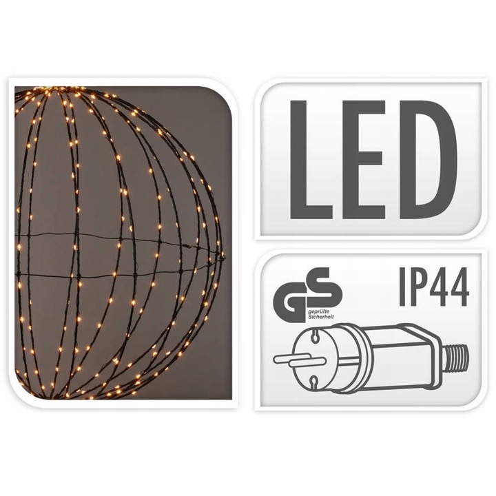 Kula świetlna Święta Ø 60 cm z timerem 400 lampki do wewnątrz i zewnątrz