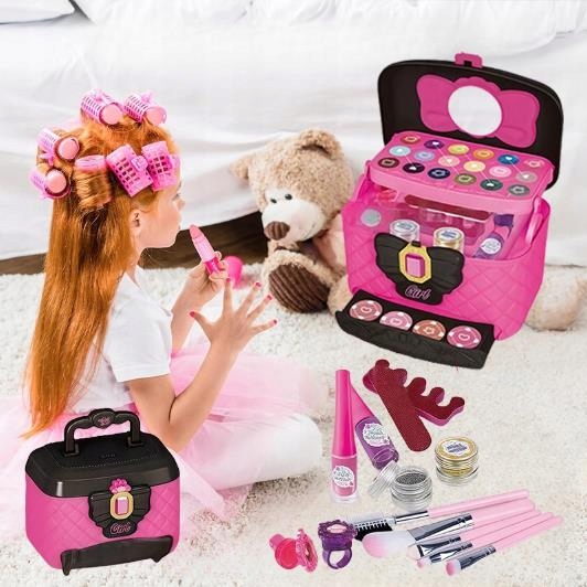 ZESTAW KOSMETYKÓW DO MAKIJAŻU I PAZNOKCI KUFEREK MAKE UP PREZENT DLA DZIECI