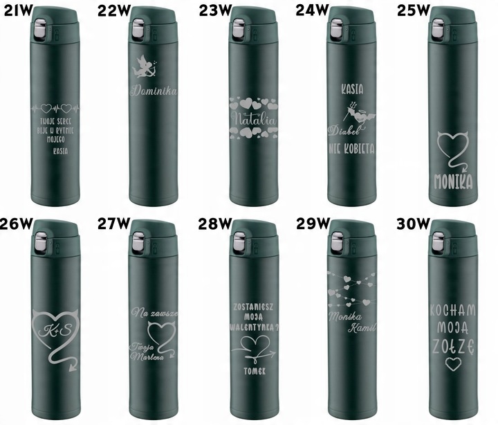 Kubek termiczny zielony z ustnikiem blokadą 520ml GRAWER logo Urodziny