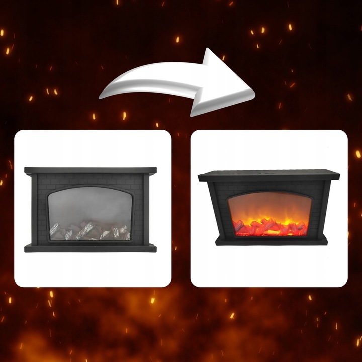 KOMINEK LED LAMPION Z OGNIEM RUCHOMY PŁOMIEŃ ELEKTRYCZNY DEKORACJA ŚWIĘTA