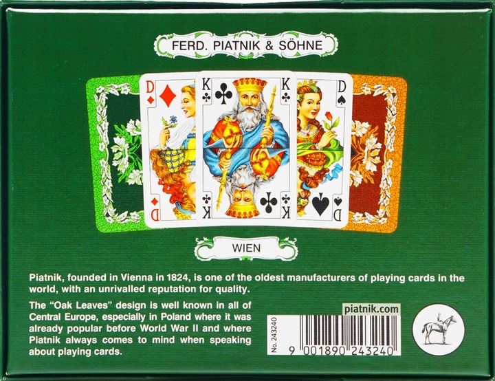 Karty podwójne, liście dębu. Piatnik