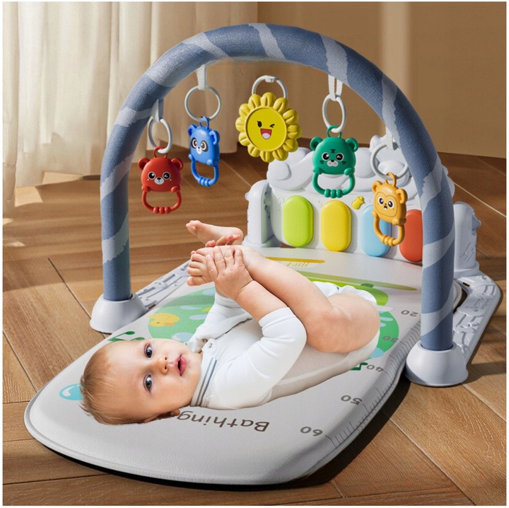 Mata Edukacyjna Interaktywna 3w1 z Pianinkiem Grzechotki dla Niemowląt 0+