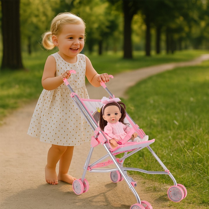 WÓZEK DLA LALEK LEKKI SKŁADANY PARASOLKA SPACERÓWKA JEDNOROŻEC KSIĘŻNICZKA