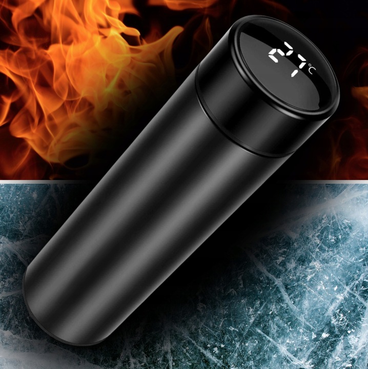 KUBEK TERMICZNY TERMOS NA KAWĘ HERBATĘ DO SAMOCHODU Z WYŚWIETLACZEM 500 ml