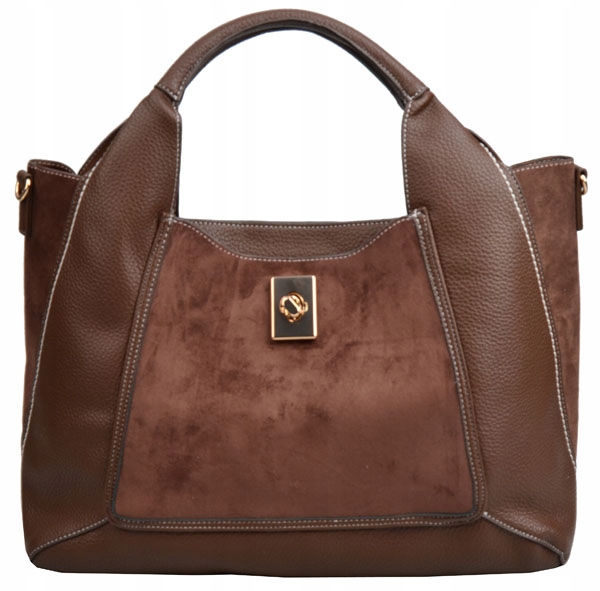 BESTINI torebka damska SHOPPER na ramię A4 ZAMSZ czekolada shopper