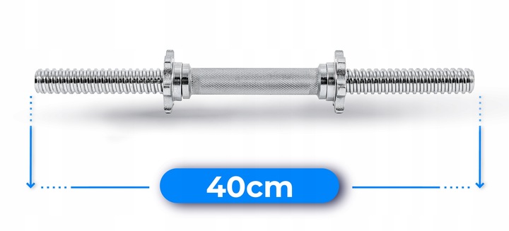 Gryf krótki 40cm hantle śrubowy 30mm chromowany stal pełny gwintowany mocny