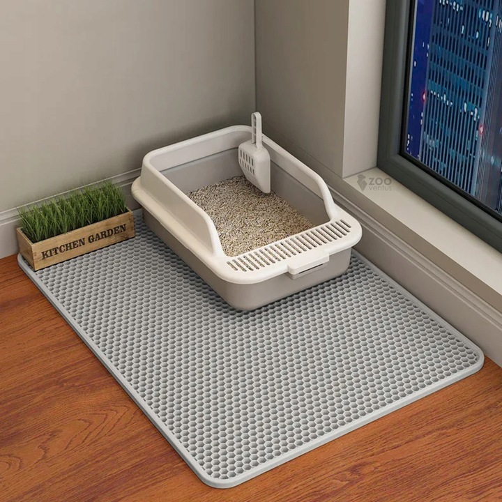 BARDZO DUŻA MATA POD KUWETE Dwuwarstwowa PODKŁADKA dla kota SZARA 75x55